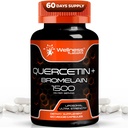 Quercetin avec supplément Bromelain - 1500mg - Prise en charge immunitaire et capsules de santé cardiaque pour les hommes et les femmes, suppléments Quercetin aide à soutenir le système respiratoire articulaire et sain - 120 Compte