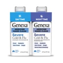 Genexa Nettoyant le froid et la grippe Jour + nuit Soulagement sévère, Sans colorant, 0% Additifs artificiels, Réducteur de fièvre d'acétaminophène, Suppresseur de la toux, Antihistamine, Arôme de bleuet biologique, 12 fl oz (2 pack)