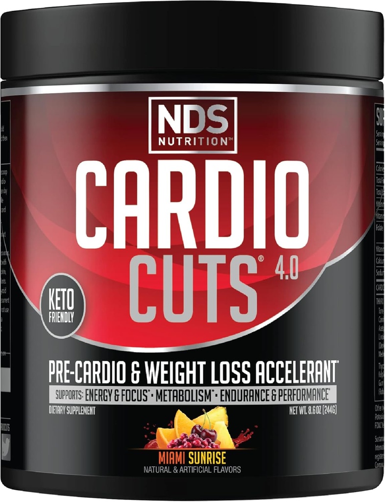 NDS Nutrition 4.0 Pre Workout Supplement - Advanced Weight Loss and Pre Cardio Formula with L-Carnitine, CLA, MCTs, L-Glutamine, and Safflower Oil - Miami Sunrise (40 Servings)