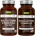 Multivitamine & Minéraux pour les hommes + Astaxanthine complexe Vegan Bundle, libération prolongée Multivitamine avancée + 4 mg H. Pluvialis Astaxanthine naturelle, par Igennus