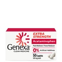Généxa Acétaminophène propre 500mg Extra Force, Tee Free Pain Reliever Fever Reducer, 0% Additifs artificiels, Médecine de la douleur pour adultes, Soulage les maux de tête, Mal de dos, Arthrite mineure Douleur, 50 comprimés