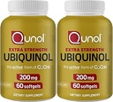 Qunol Ubiquinol CoQ10 200mg Softgels, Ubiquinol 200mg - Active Form of Coenzyme Q10, Antioxidant for Heart Health - 60 Count (Pack of 2)