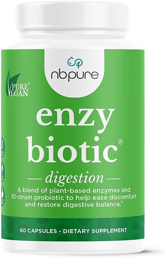 nbpure EnzyBiotique Enzymes digestifs avec des probiotiques et des suppléments prébiotiques, 60 Compte