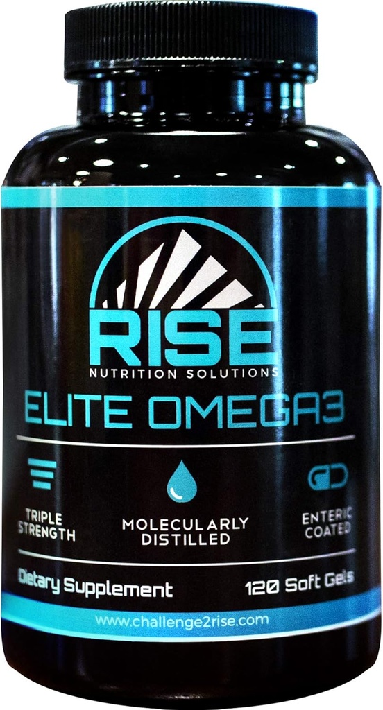 Elite Omega 3 Supplément nutritionnel – Acides gras Omega-3 incluant EPA et DHA – Soutien cardiaque et immunitaire – Pas d'arrière-goût de poisson, 120 Softgels