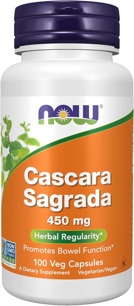 MAINTENANT Compléments alimentaires, Cascara Sagrada (Rhamnus purshiana) 450 mg, Herbal Regulatory*, 100 gélules