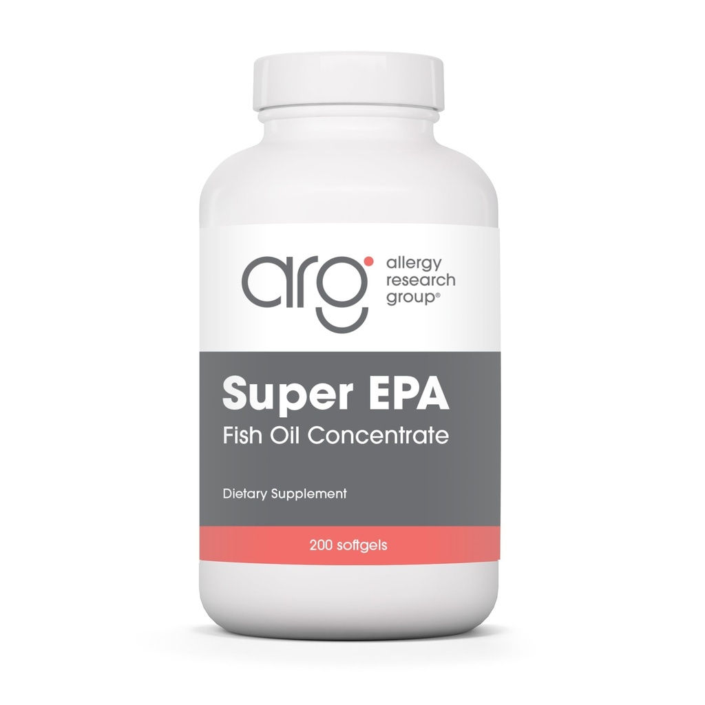 Groupe de recherche sur l'allergie Super EPA - Supplément Omega 3, concentré d'huile de poisson, EPA, DHA, acides gras Omega 3, anchovies, softgels d'origine durable - 200 Nombre