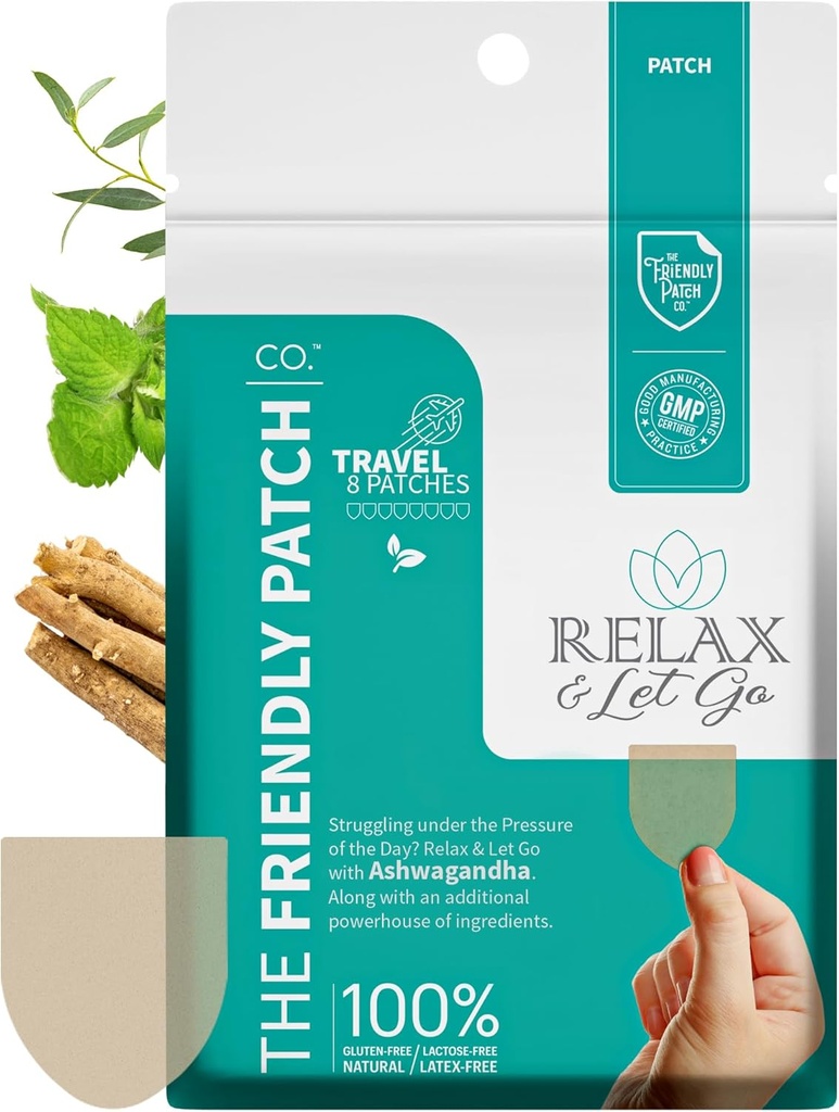 The Friendly Patch - Relax & Let go avec Ashwagandha, Gaba & Gotu Kola - Autrefois connu sous le nom de Zen Patches 8 pack