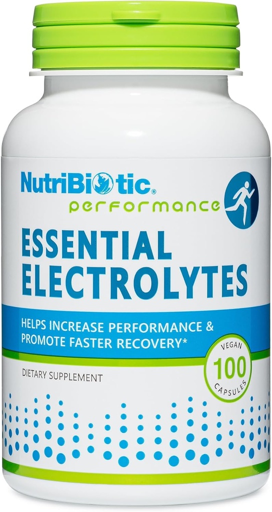 NutriBiotic Essential Electrolytes, 100 Ct Capsules | Supports Increased Performance & Faster Recovery | Pharmaceutical Grade Vitamin C with Electrolytes for Rehydration | Vegan, Gluten-Free & Non-GMO