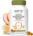 Matys Acid & Indigestion Relief Gummies, Antiacide sans danger pour le reflux d'acide occasionnel et brûlures d'estomac chez les adultes et les enfants 4 ans +, Sucre faible, sans gluten, Gummy végétalien fait avec vinaigre de cidre de pomme, 40 nombre