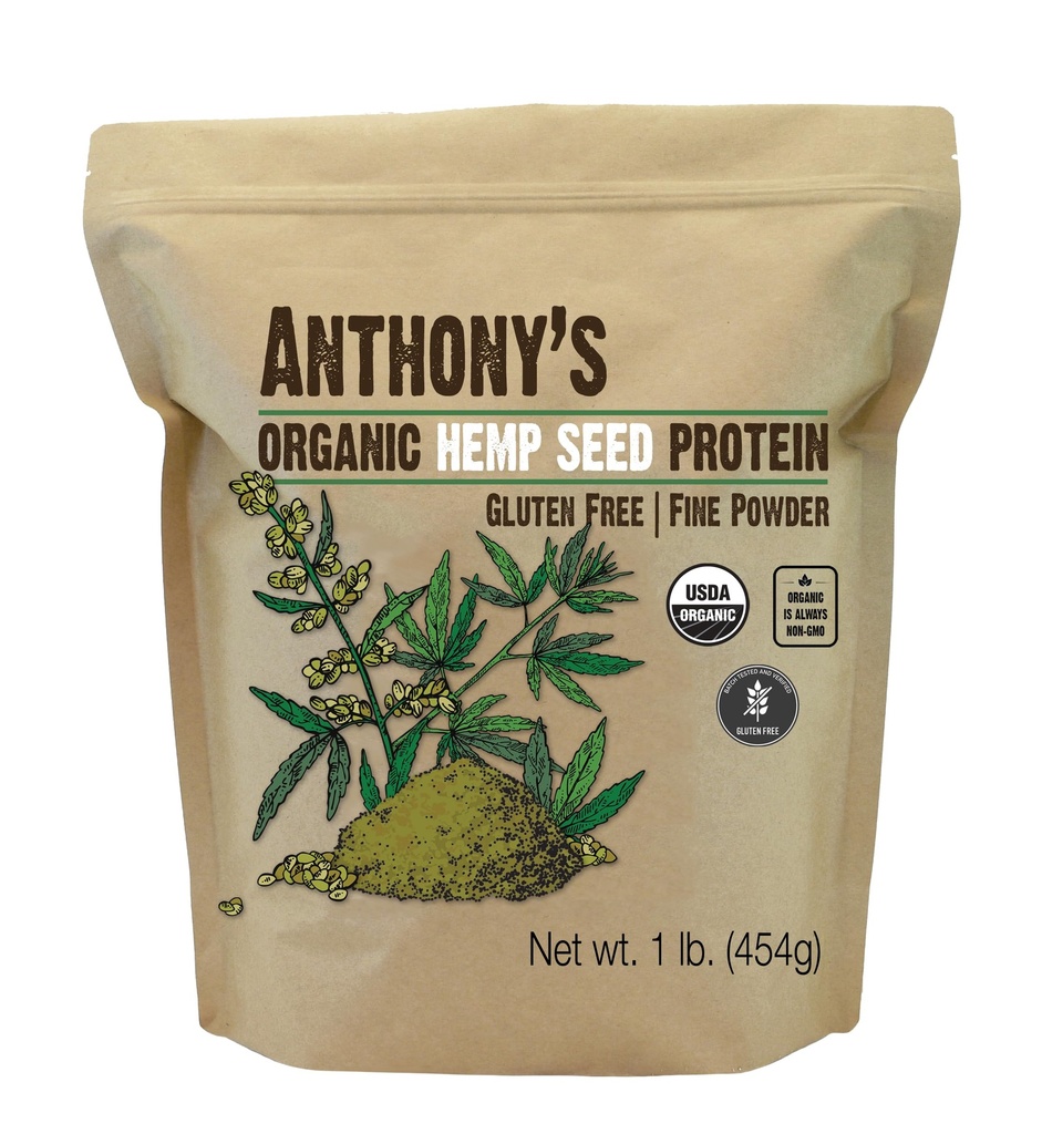 Anthony en poudre de protéines de chanvre biologique, 1 lb, pressé à froid, sans gluten, sans OGM, poudre fine