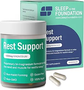 Supplément Magnésium de soutien de repos - Magnésium pour le sommeil - Aide au sommeil sans habit avec Magnésium Glycinate & L-Theanine, 60 Capsules - par Sommeil est la Fondation