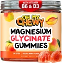 Gommies glycinées de magnésium au centre 400MG - Absorption élevée pour les enfants, les adolescents et les adultes - Supplément pour le sommeil, le calme et la relaxation musculaire avec B6 & D3 - Sans gluten et respectueux des végétaux - 60 Compte