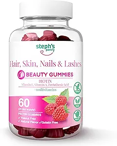 Pantry Biotin Gommies de Steph pour cheveux, peau, ongles, et cils Gommies haute résistance.