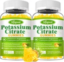 Gummées de citrate de potassium de 2 paquets – supplément de potassium de haute puissance pour la santé musculaire, soulagement de la crampe des jambes, équilibre électrolytique – végétalien, non-OGM, sans gluten, saveur d'ananas, 120 comte