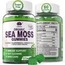 Gummées de mousse de mer - Gummées de mousse de mer irlandaise pour adultes et enfants - Supplément super-alimentaire avancé Seamoss avec extrait de racine de bradderwrack et de dard,ACV pour Immune quotidienne, Gut Cleanse, Vegan, 60 comtes
