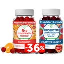 Lunakai Vitamine B12 and Probiotic Gummies Bundle - 3000 mcg Gummy for Adults Energy Support and Bone Health - 5 milliards d'UFC par portion pour la santé des gums digestifs avec vitamine C pour les femmes et les hommes