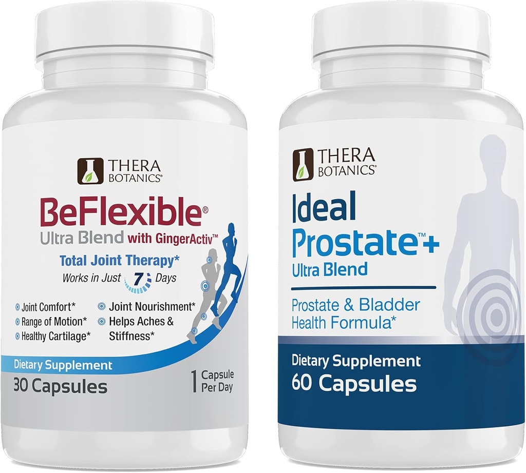 Therabotanics BeFlexible Ultra Joint Support Supplément et Ideal Prostate Ultra Powerful Prostate Supplément pour hommes* Bundle