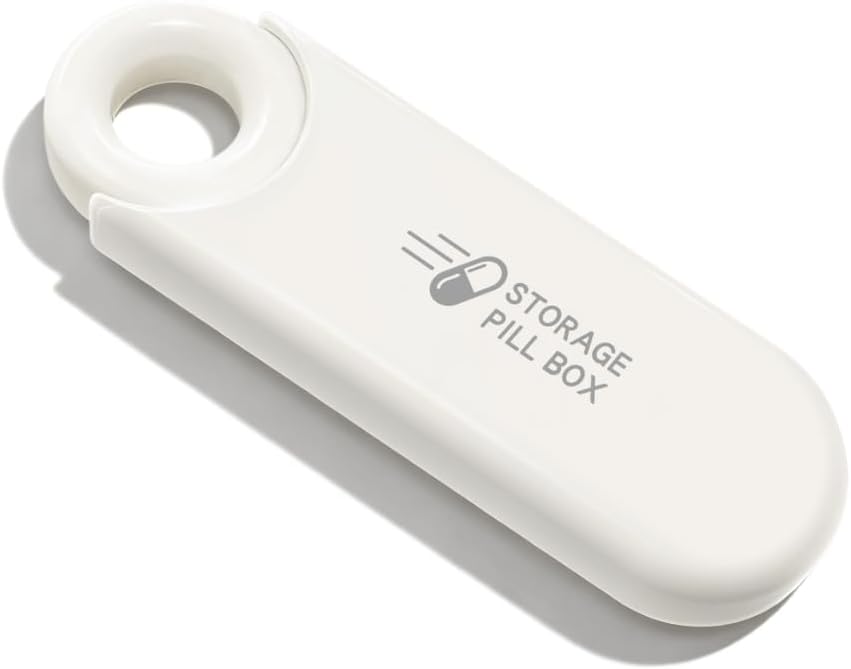 Organisateur de pilules de voyage mince, petite coque de pilules s'adapte à la purse ou à la poche, porte-pilule portable compact, élégant 3 compartiments boîte quotidienne de vitamines (blanc)