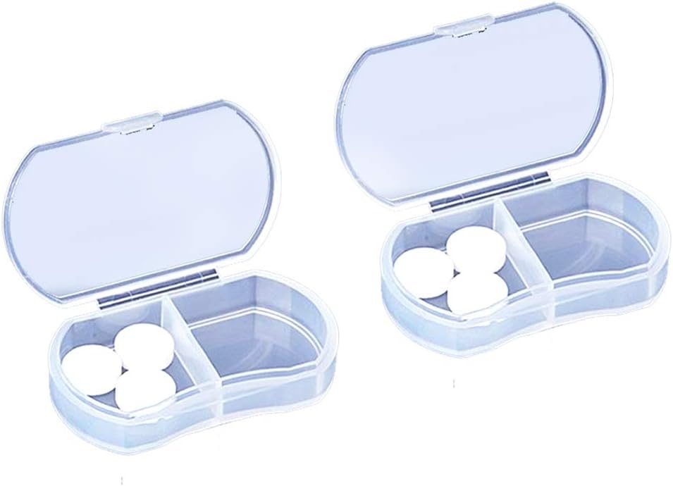 Organisateur de cas de pilule 2PCS, Conteneurs quotidiens AM & PM, Porte-médicaments, Idéal pour les médicaments, Vitamine, Supplément, Parfait pour le voyage, Idéal pour la Purse (Blanc)
