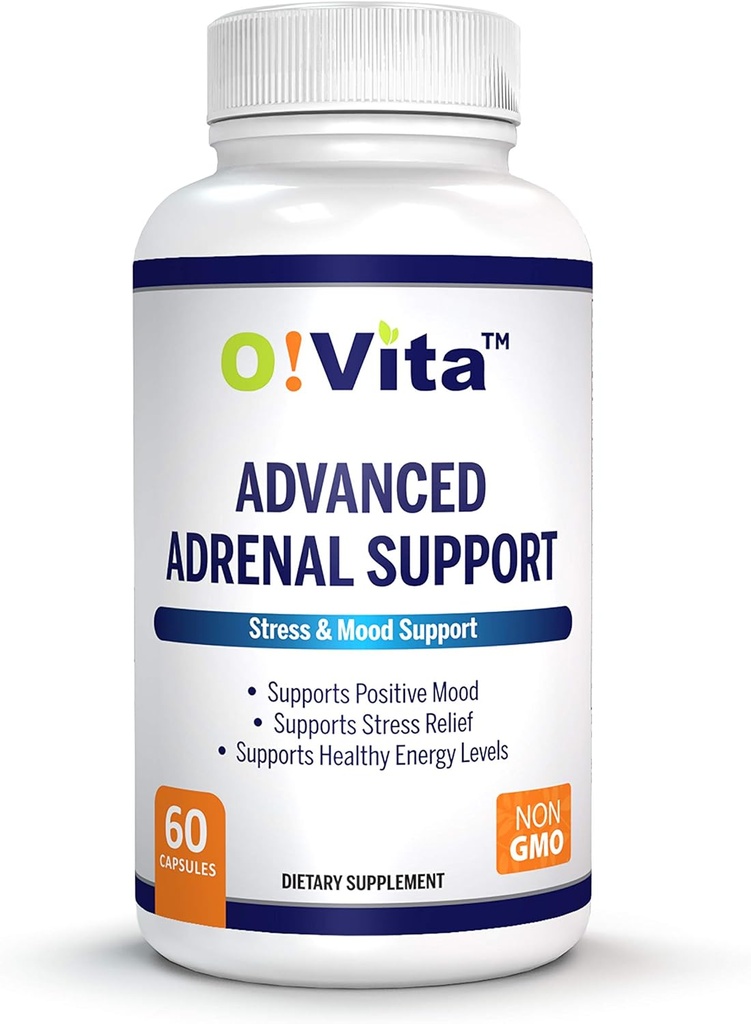 Soutien adrénal avancé avec Ashwagandha, Panax Ginseng, soutient l'approvisionnement 2 mois de santé de Gland Adrénal (60 capsules non OGM)