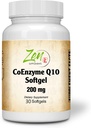 Suppléments Zen CoEnzyme Q10 200mg - Coq 10 dans l'huile de vitamine E - Support antioxydant, santé cardiaque, énergie, cholestérol sain - sans OGM et sans gluten 30-Softgel