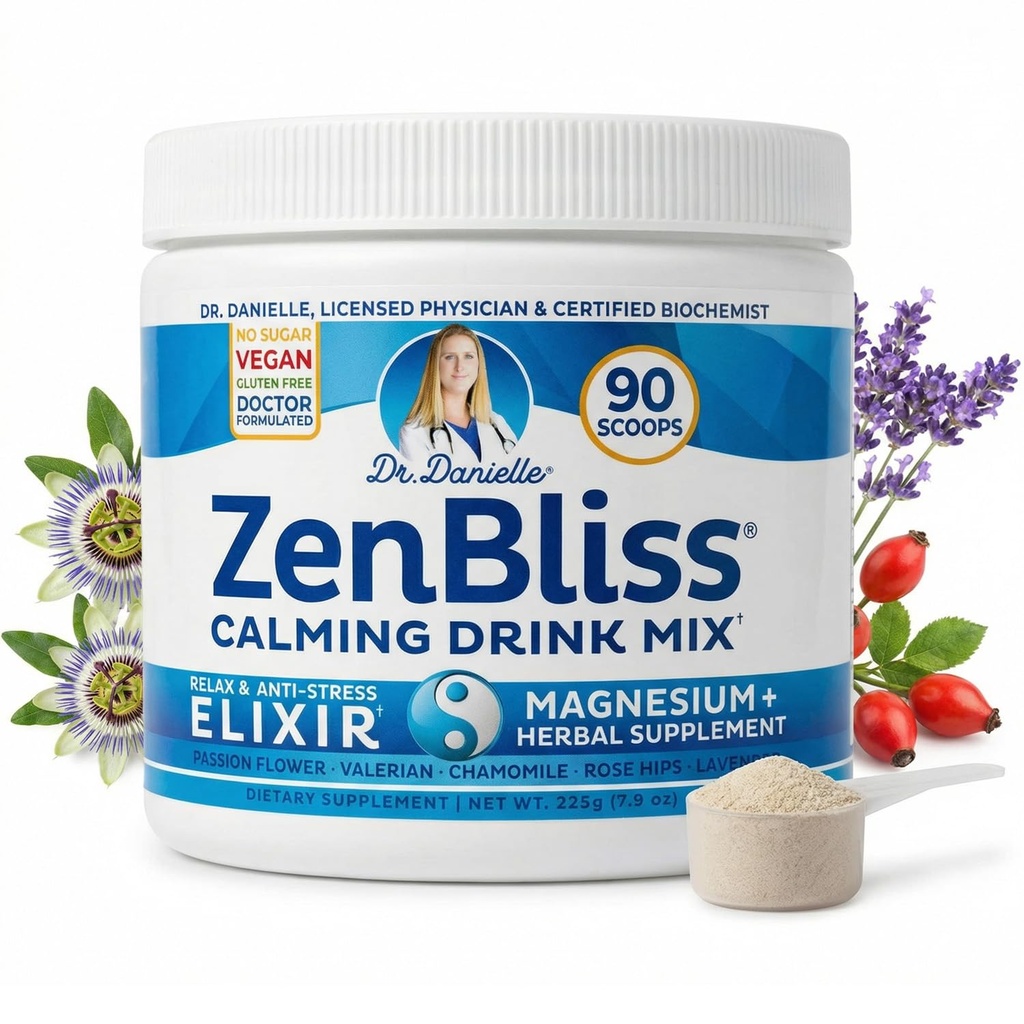 Zenbliss - Apaisant Magnésium Relaxation Drink Mix avec Passion Flower et plus - par Dr Danielle