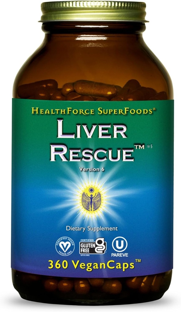 HealthForce Superfoods Sauvetage du foie - Nettoyage naturel du foie - avec le chardon et la racine de dandelion - sans gluten et végétalien - 360 capsules
