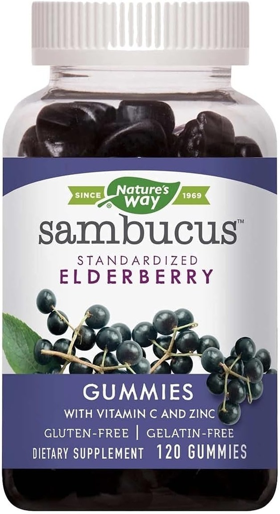Nature de la façon Sambucus Elderberry avec vitamine C et zinc, 120 Gummies