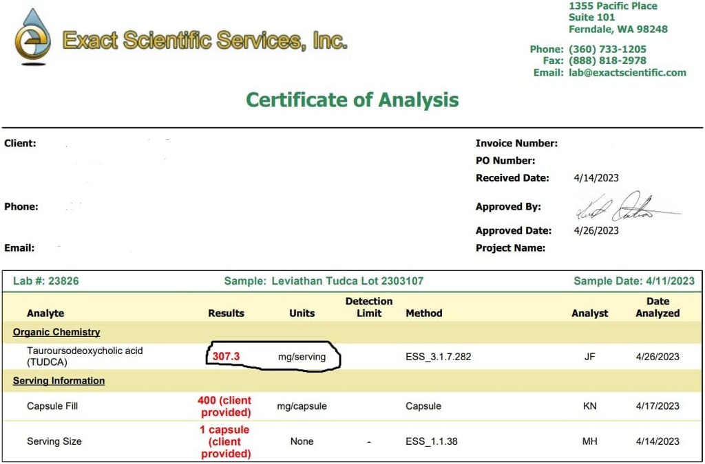 Leviathan Nutrition TUDCA Sels de bile 300mg - Supplément Tudca (Acide Tauroursoxycholique) 60 Capsules