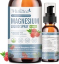 Magnésium Glycinat liquide avec Citrate, Taurate, Malate-Magnésium complexe gouttes Spray avec/Potassium L-Theanine-haute absorption -Vegan, sans sucre, 2 Fl.oz