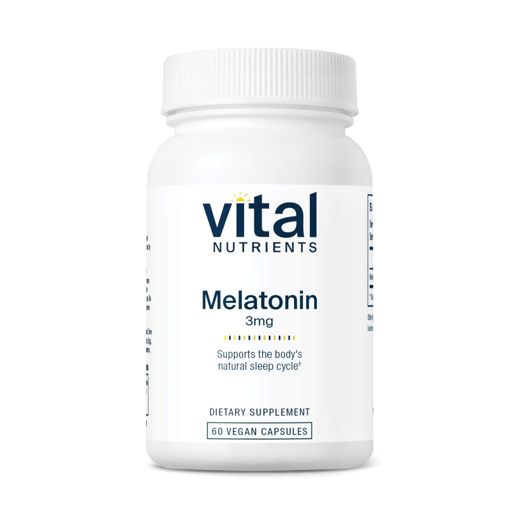 Nutriments vitaux Mélatonine 3mg de végane Mélatonine faible en os Supplément de sommeil pour soutenir le cycle de sommeil naturel du corps*
