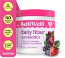 Belli Welli Fiber Supplément pour les femmes et les hommes – Poudre de fibre quotidienne premium de l'acacia biologique avec collagène ajouté, électrolytes et probiotiques – Pas de Bloat, Constipation et Gut Health Support (Wild Berry)