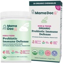 Certified Organic Kids & Teens Probiotic Immune Defense - 5 milliards d'UCF , sans sucre, végétalien, sans gluten , 14 souches probiotiques, prébiotiques, vitamine C & D , 30 comprimés à croquer, 4 ans et plus