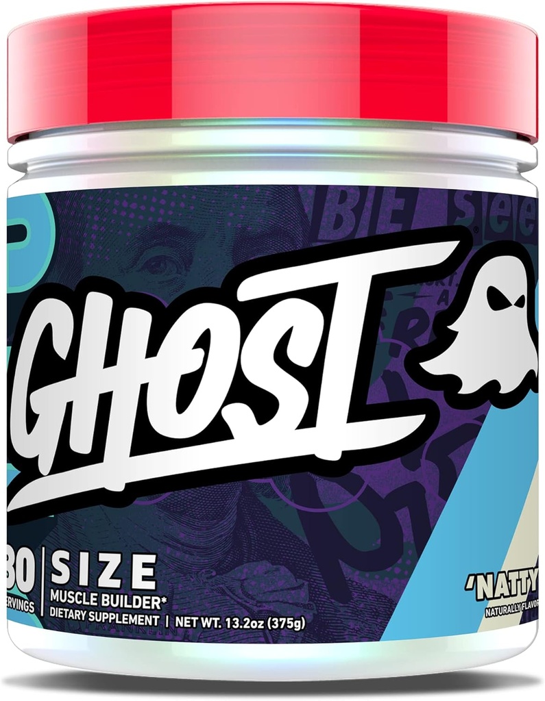 Supplément alimentaire GHOST taille Muscle Builder - Natty, 30 portions - Suppléments de croissance musculaire et de renforcement de la force pour les hommes et les femmes - Créatine, Betaine et Beta-Alanine - Sans sucre et gluten, végétalien