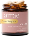 Arrae Calm Cortisol Manager - 60 Capsules Stress & Panic Relief - Supplément de support d'humeur avec/L-Theanine, Inositol, Passionflower et Magnésium pour vous aider à vous sentir Zen