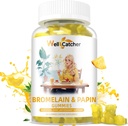 Bromelain Papain Enzyme Gummies Supplément: Bromelain 500MG avec Querectin Gummies pour Adultes Enfants, Bio Bromelain Papaya Enzymes Chewable for Digestive Support Immunity Antioxydant Vegan 60CT