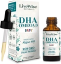 LiveWise Naturals DHA Omega-3 gouttes liquides pour les nourrissons et les tout-petits, Vegan-friendly Omega-3 supplément essentiel, favorise la santé du cerveau, les yeux, la défense du corps, la nutrition des bébés et des tout-petits