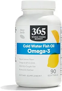 365 par Marché des aliments entiers, Lemon Omega-3 Softgels, 90 CT