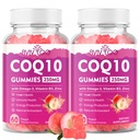 2 Pack CoQ10 Gummies 250mg, Plus Oméga-3, Vitamine B3 & Zinc, Magnésium - Suppléments Coenzyme haute absorption Q10 pour la santé cardiaque, l'énergie cellulaire et le soutien antioxydant, 120 Compte