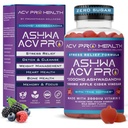 Ashwa ACV Pro Santé - Sans sucre Gommies de vinaigre de cidre de pomme avec Ashwagandha, Keto avancé, suppléments anti-stress avec vitamine D, 1g de glucides par gummy Golo