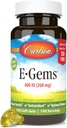 Carlson - E-Gems 400 UI (268 mg), Vitamine E de source naturelle, Bien-être optimal, 140 gels doux