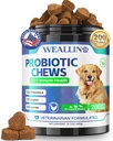 200 PCS Probiotiques pour chiens - Chien Probiotique Chews pour Gut Health, Digestive Support & Itchy Skin Relief Traitement des gaz de diarrhée - Probiotiques, enzymes digestives, prébiotiques, citrouille