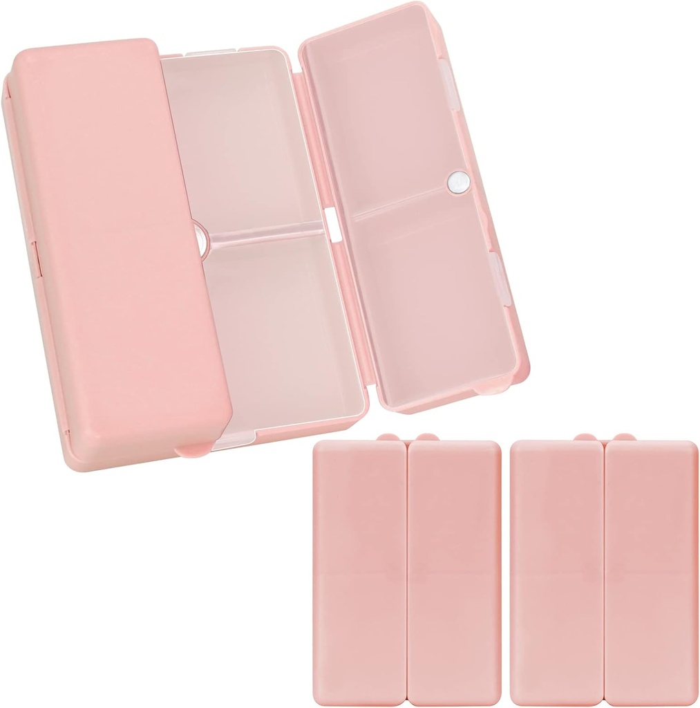 FYY Daily Pill Organizer,2 Pcs 7 Compartiments Portable Pill Case Travel,Folding Design Pill Box for Purse Pocket to Hold Vitamines, l'huile de foie de morue, suppléments et médicaments-pink
