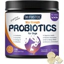 Probiotiques pour chiens, probiotiques pour chiens congelés et enzymes digestives, plus Oméga-3 pour peau démangeeuse, prébiotiques 3-en-1 pour la santé digestive, vitamines pour chiens et suppléments pour la santé immunitaire, 120 bits