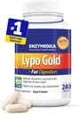 Enzymedica Lypo Gold, High Potency Lipase Enzymes digestifs pour la digestion des graisses, soutient occasionnelle Bloating Relief & Digestive Health, Kéto-Amiendly, Vegan, 240 Capsules