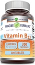 Formules étonnantes Supplément vitamine B12 $ 1000 Mg par portion $ Comprimés $ Non-OGM $ Sans gluten $ Fabriqué aux États-Unis (1 Pack, 300 Compte)