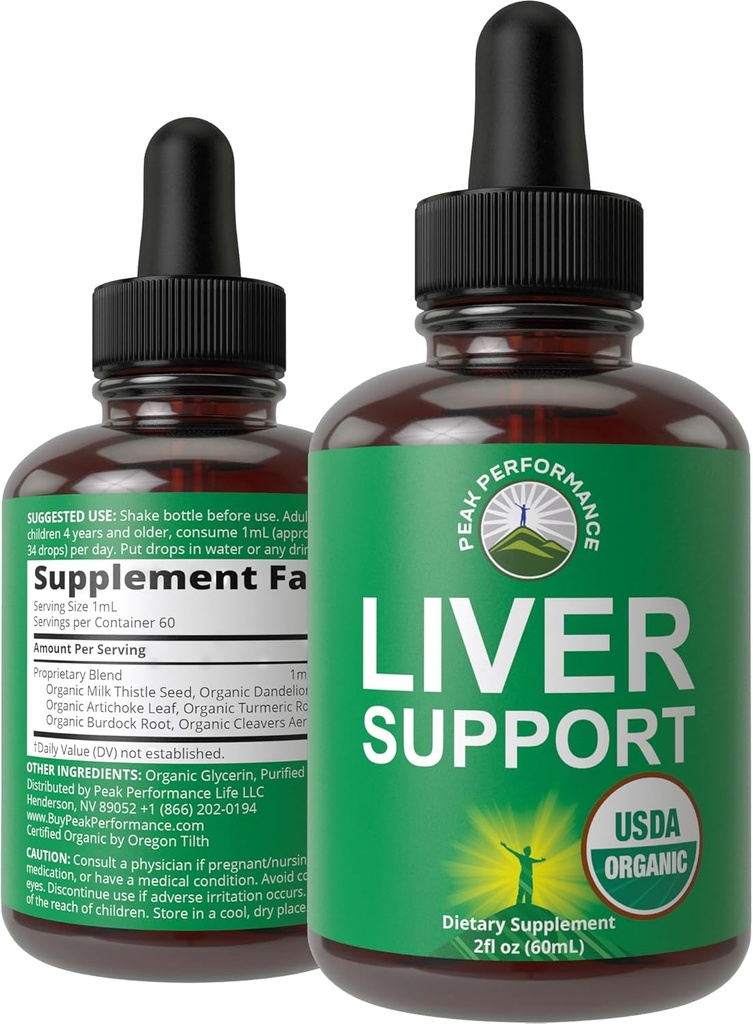 USDA Organic Liver Cleanse Detox & Repair. 6-en-1 gouttes liquides avec le chardon de lait biologique, extrait d'artichaut, et plus encore. Zéro sucre, foie de soutien de la santé supplément de teinture alternative aux capsules
