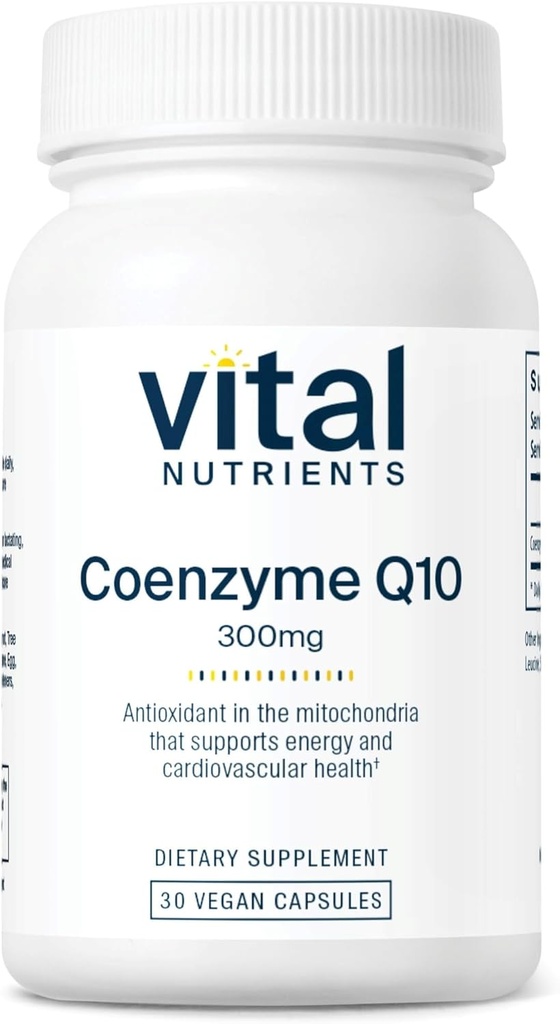 Nourriments vitaux CoQ10 300mg.com Supplément végétalien Posent Antioxydant de CoEnzyme Q10 pour soutenir la santé cardiaque et les niveaux d'énergie.