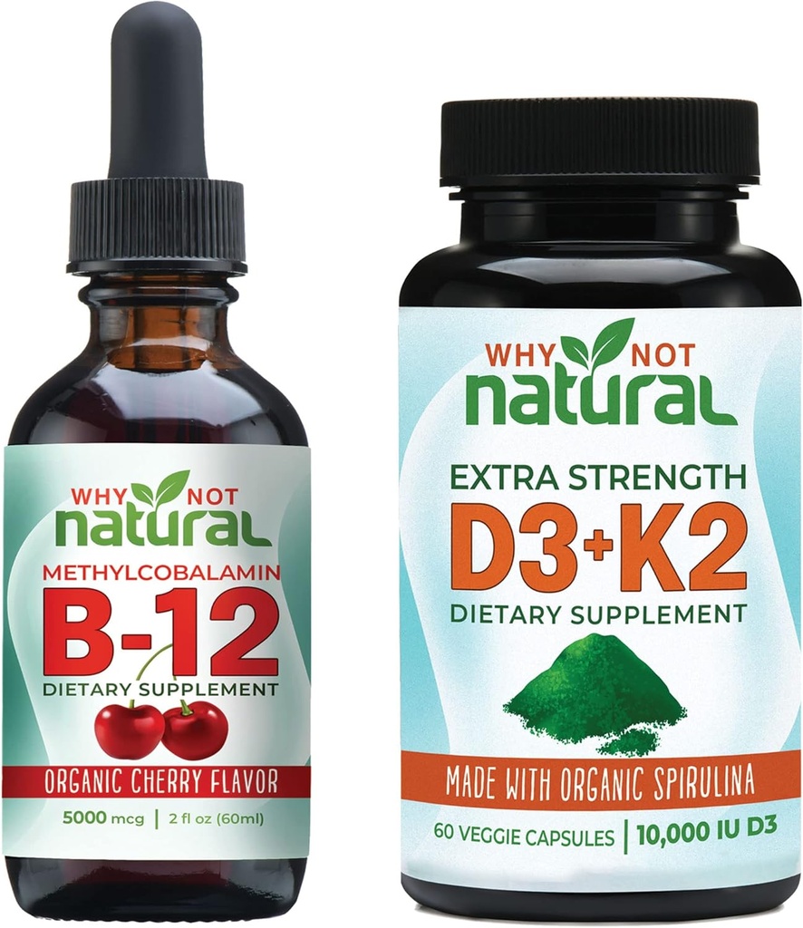 Pourquoi pas l'énergie naturelle, l'immunité, l'humeur et la santé osseuse B12 + Vegan D3/K2