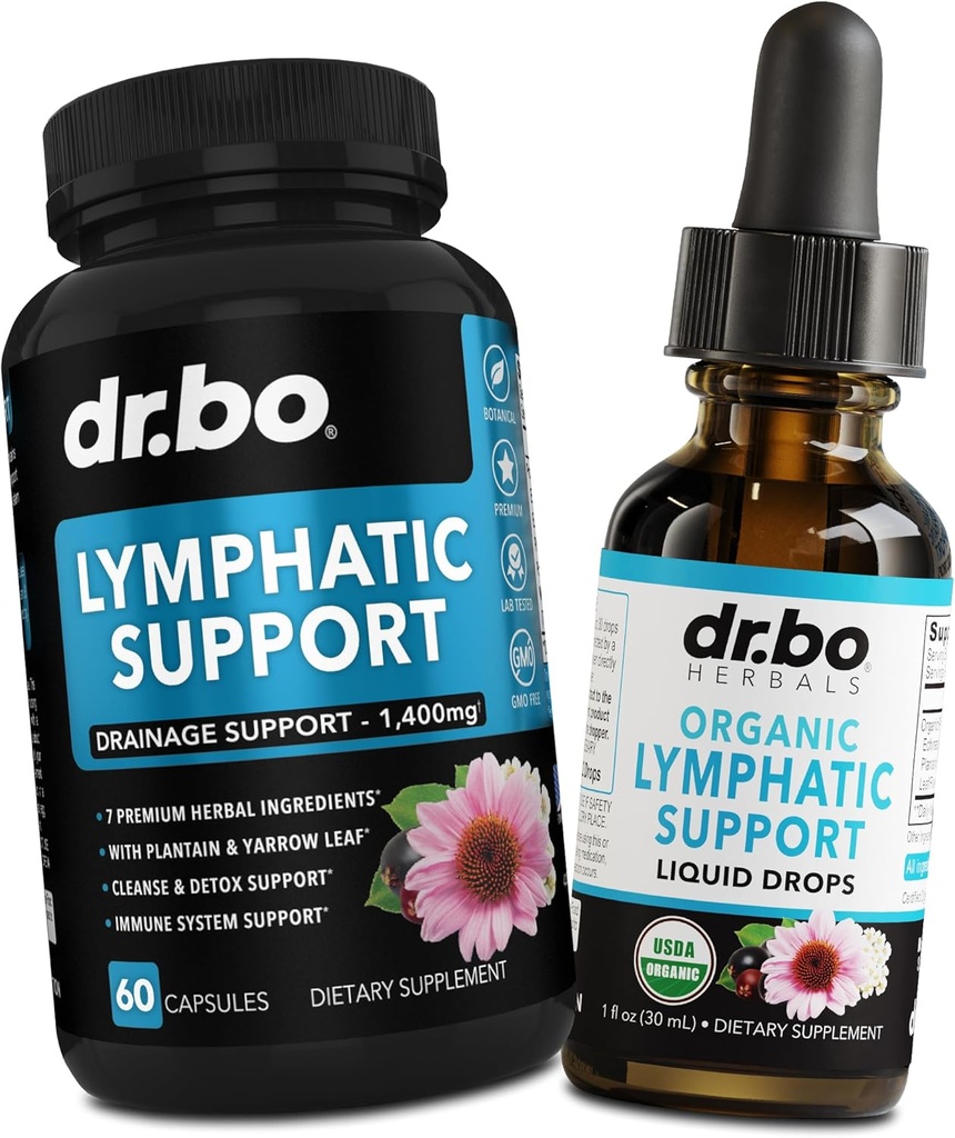 Suppléments de drainage lymphatiques Pills & Drops - Support Lymphatique Organique Drops Liquide Nettoyer, Supplément de support du système lymphatique pour les jambes et le cou - Drainage du système de nettoyage des ganglions lymphatiques